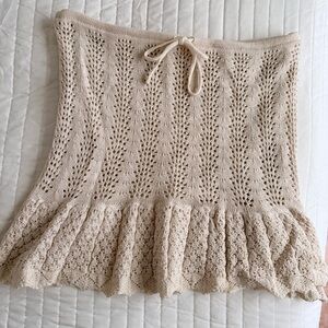 Beige crochet pointelle skirt